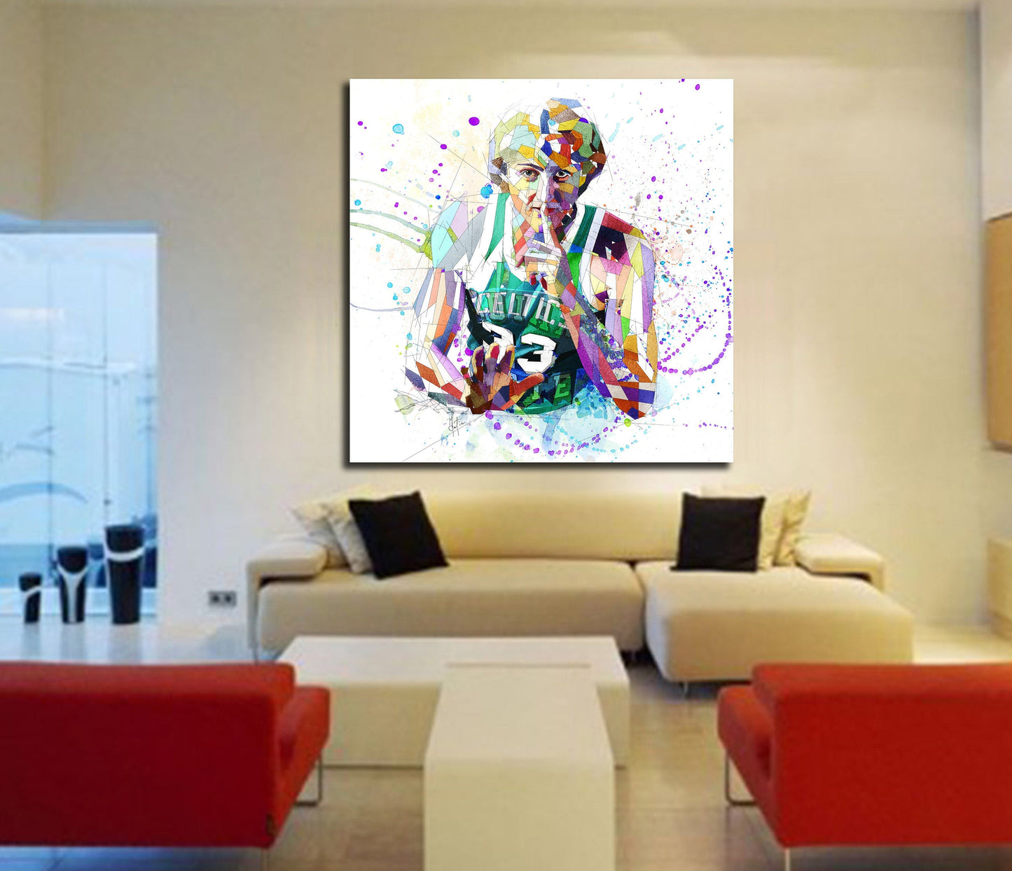 Canvas Print Larry Bird Wall Art, Basketball Gift, Larry Bird Poster, Man Cave Art, Boys Teen Room Decor st NBA-LB01