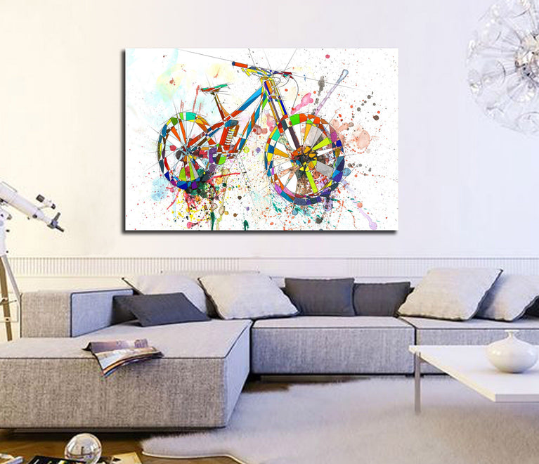 CANVAS PRINT Mountain Bike Art, Sports wall art, Bicycle Poster art, Boy room decor, Artwork for home, Mancave decor OTH-BC01