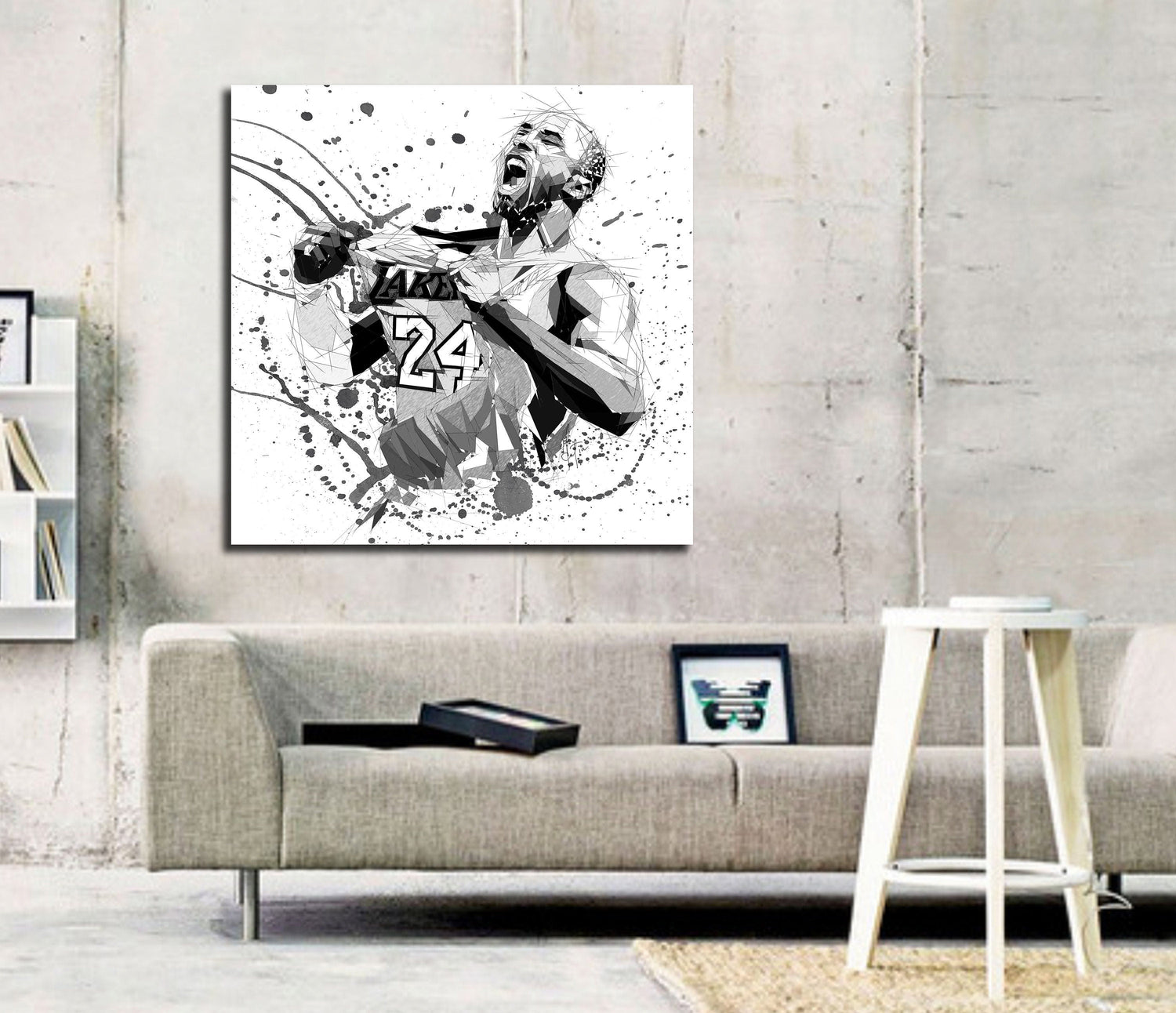 Kobe Bryant Black and White Basketball Canvas Poster Wall Art