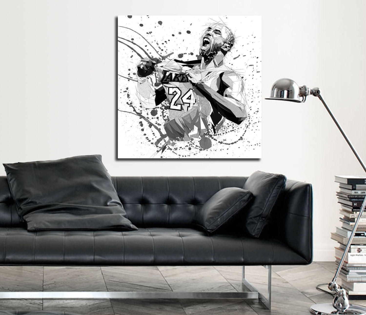 Kobe bryant b&w wall art