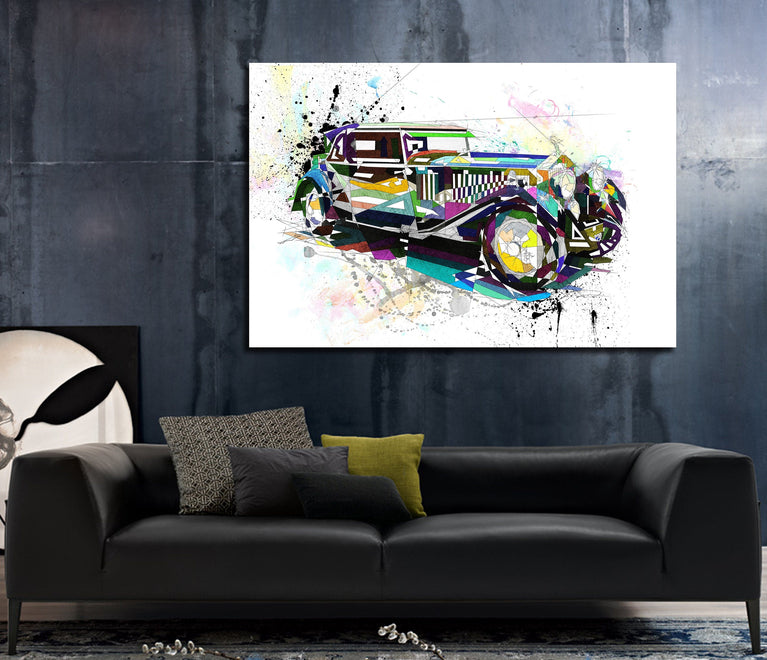 Canvas Print Bentley Drawing Boys Room Art, Boys Gift, Man Cave Poster, Watercolor, Contemporary Abstract Drawing st