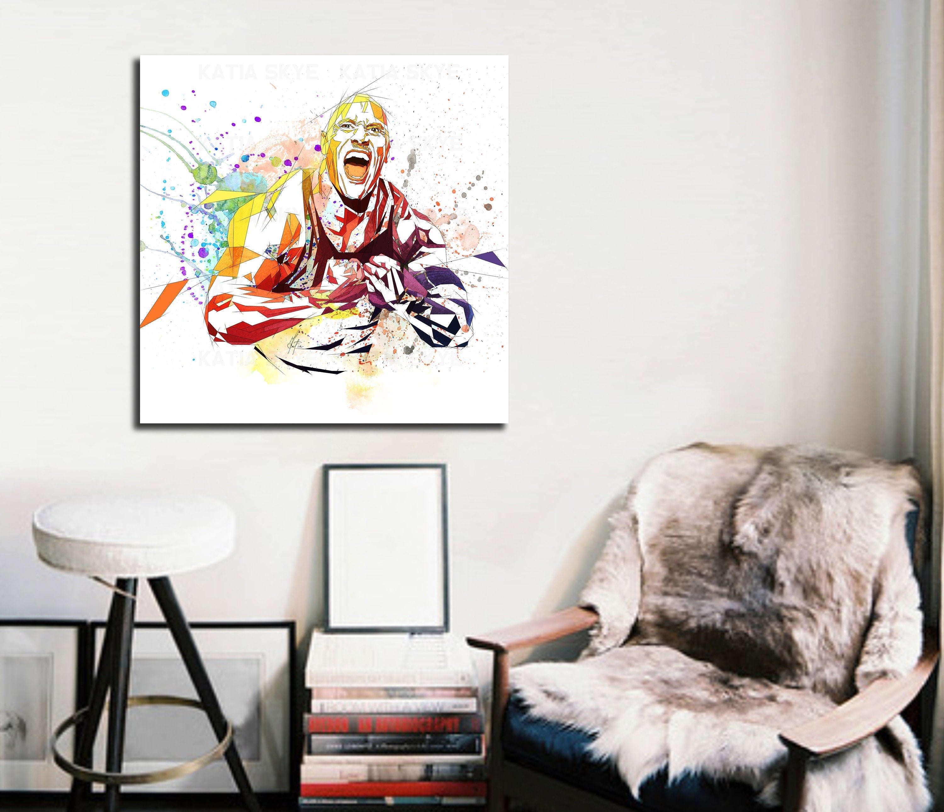 Abstract Canvas Wall Art Inspired by Dwayne Johnson // MMA-DJ01