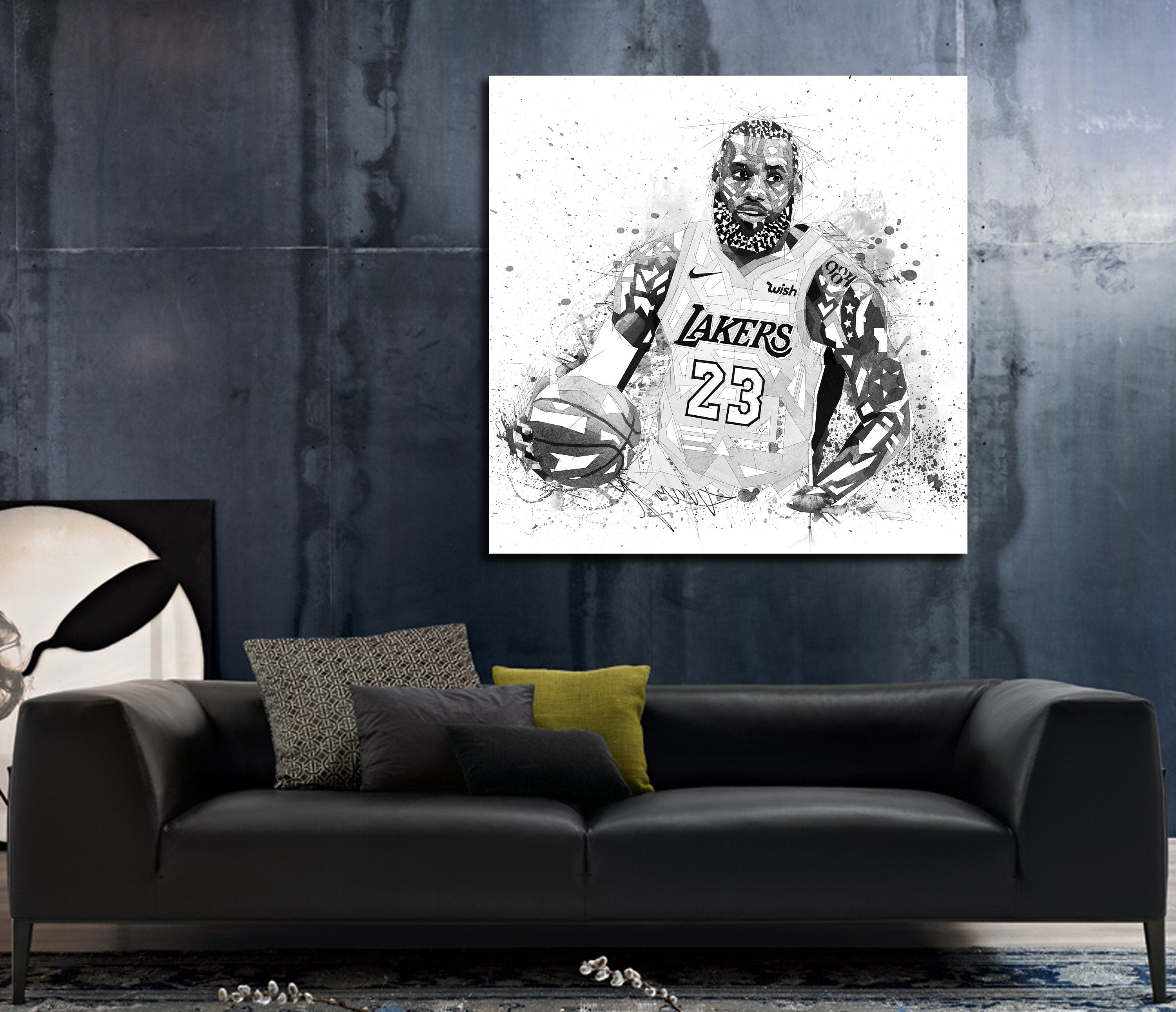 Canvas Print Lebron James Black and White Basketball Wall Art, Lakers Players Poster, Sports Decor NBA-LJ03 bw