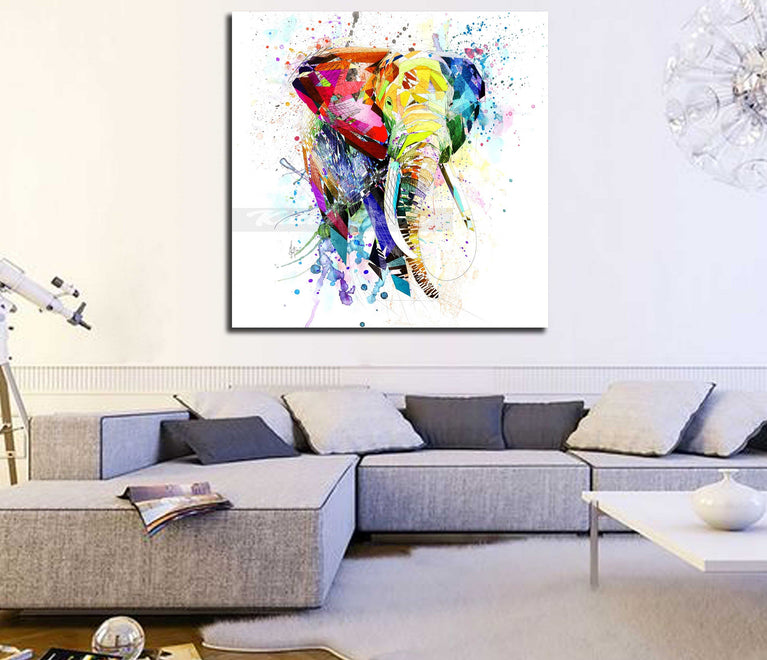 CANVAS PRINT Elephant Colorful Art ZOO-EL01