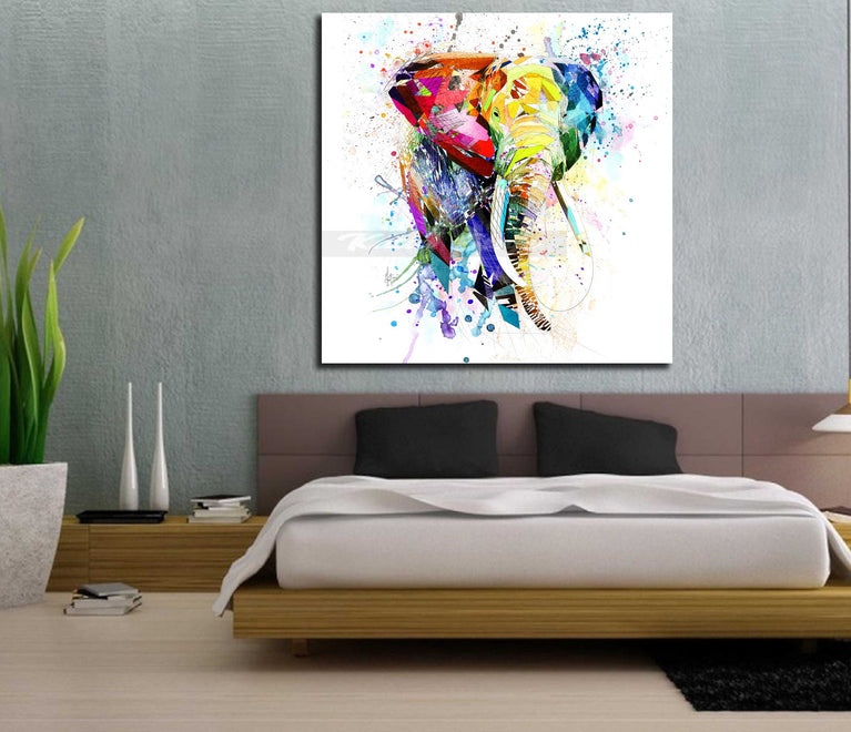 CANVAS PRINT Elephant Colorful Art ZOO-EL01