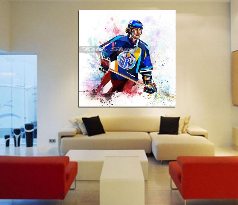 Limited Edition CANVAS PRINT Hockey Art, Hockey gift, Sports fan poster, Wayne Gretzky Poster, The Great One, Boys Teen Room Art, Man Cave Decor yt NHL-WG01