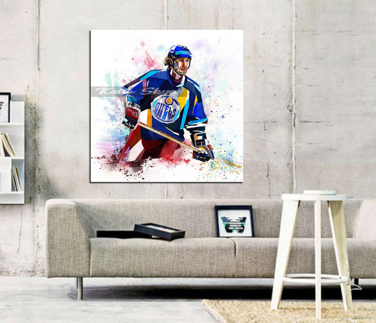 Limited Edition CANVAS PRINT Hockey Art, Hockey gift, Sports fan poster, Wayne Gretzky Poster, The Great One, Boys Teen Room Art, Man Cave Decor yt NHL-WG01
