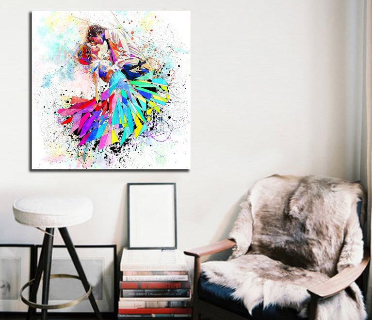 CANVAS PRINT Happily Ever After Art Print, Colorful Happily Married Art, Couple Art, Contemporary Abstract Watercolor Modern Art OTH-HM01