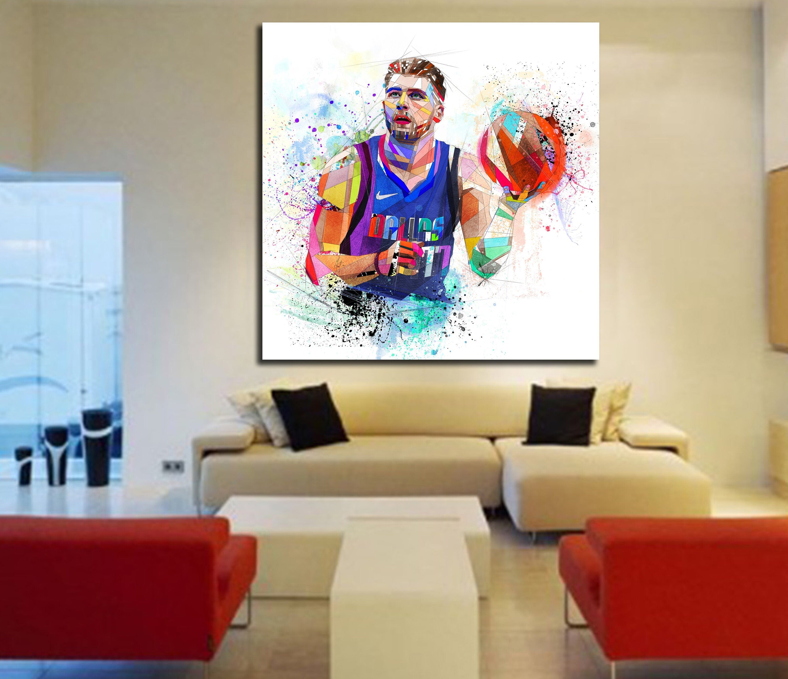 CANVAS PRINT Luka Doncic Basketball Art, Basketball gift, Sports poster, Man Cave Decor, Boys Teen Room Art yt NBA-LD01
