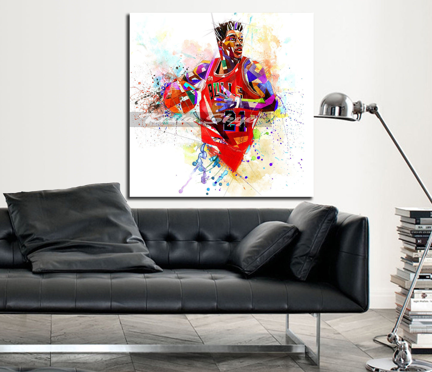 Canvas Print Jimmy Butler Wall Art, Man Cave Decor, Basketball Gift, Color Contemporary Abstract Modern Art NBA-JB01