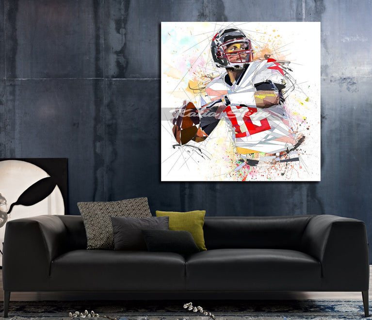 CANVAS PRINT Football Art, Football Poster, Tom Brady Buccaneers, Sports Illustration, Football Contemporary Drawing, Sports Decor NFL-TB02