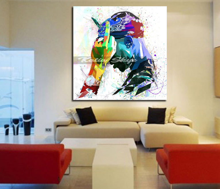 CANVAS PRINT Tupac Shakur Portrait, Music Wall Art, Rapper Abstract Wall Decor  MUS-TS02