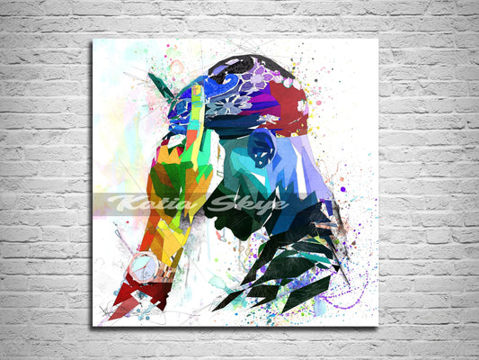 CANVAS PRINT Tupac Shakur Portrait, Music Wall Art, Rapper Abstract Wall Decor  MUS-TS02
