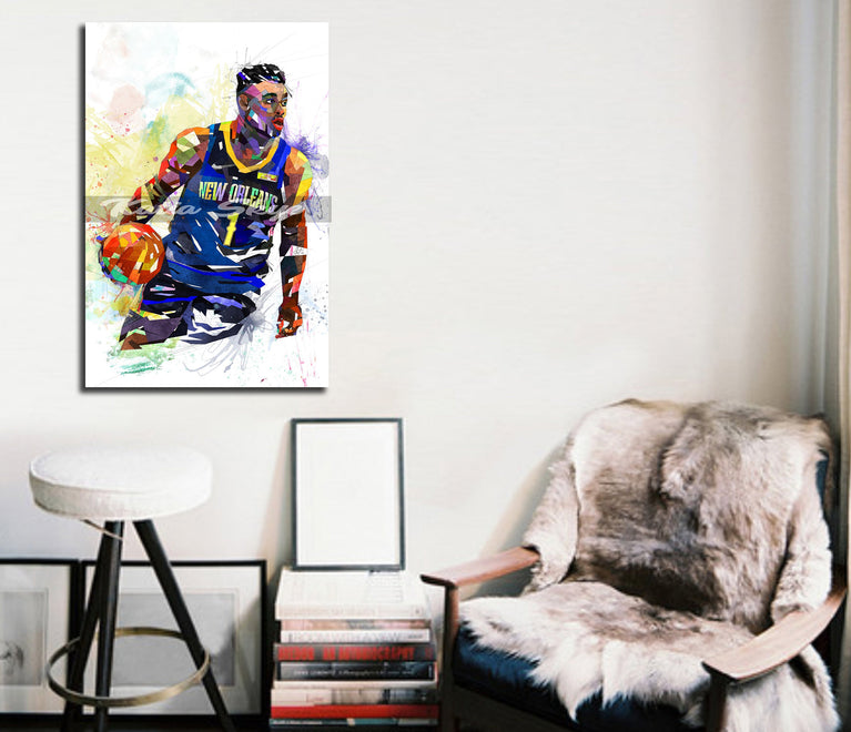 CANVAS PRINT Zion Williamson Wall Art, Basketball Canvas Art, Man Cave Art, Boys Teen Room Decor