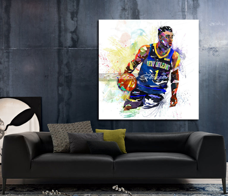 CANVAS PRINT Zion Williamson Wall Art, Basketball Canvas Art, Man Cave Art, Boys Teen Room Decor