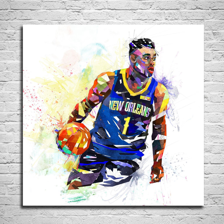 CANVAS PRINT Zion Williamson Wall Art, Basketball Canvas Art, Man Cave Art, Boys Teen Room Decor