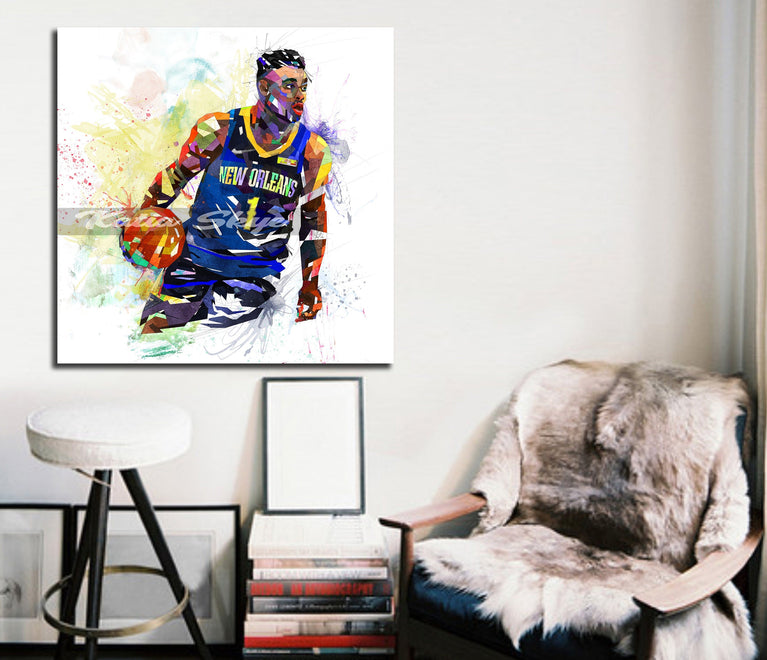 CANVAS PRINT Zion Williamson Wall Art, Basketball Canvas Art, Man Cave Art, Boys Teen Room Decor
