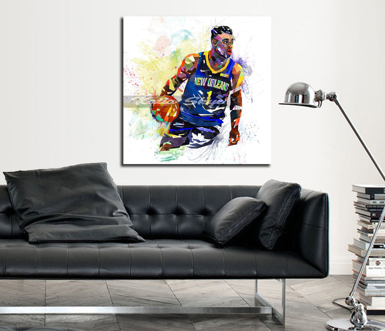 CANVAS PRINT Zion Williamson Wall Art, Basketball Canvas Art, Man Cave Art, Boys Teen Room Decor