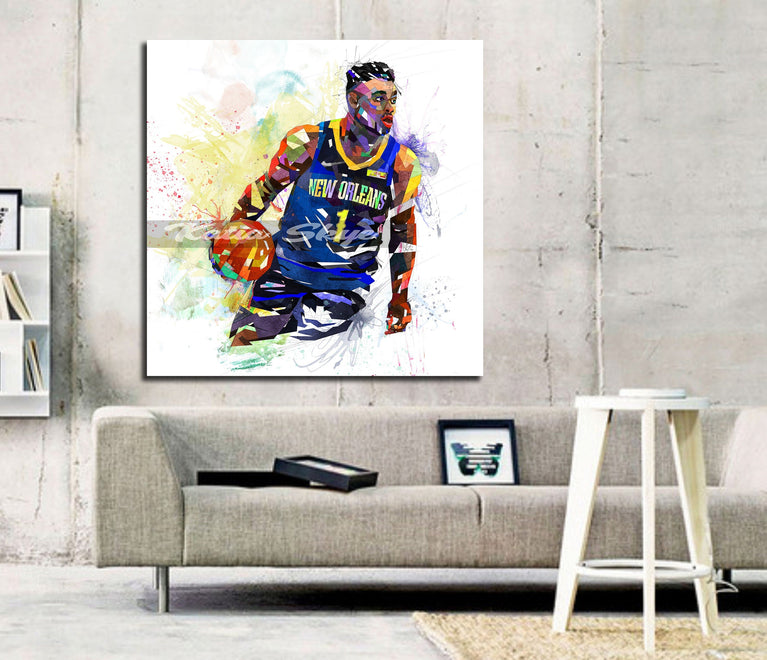 CANVAS PRINT Zion Williamson Wall Art, Basketball Canvas Art, Man Cave Art, Boys Teen Room Decor