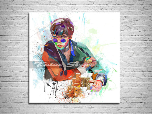 CANVAS PRINT Stu Ungar Poker Player Art, Man Cave Wall Art, Poker Room art, Poker Wall Art yt POK-SU01