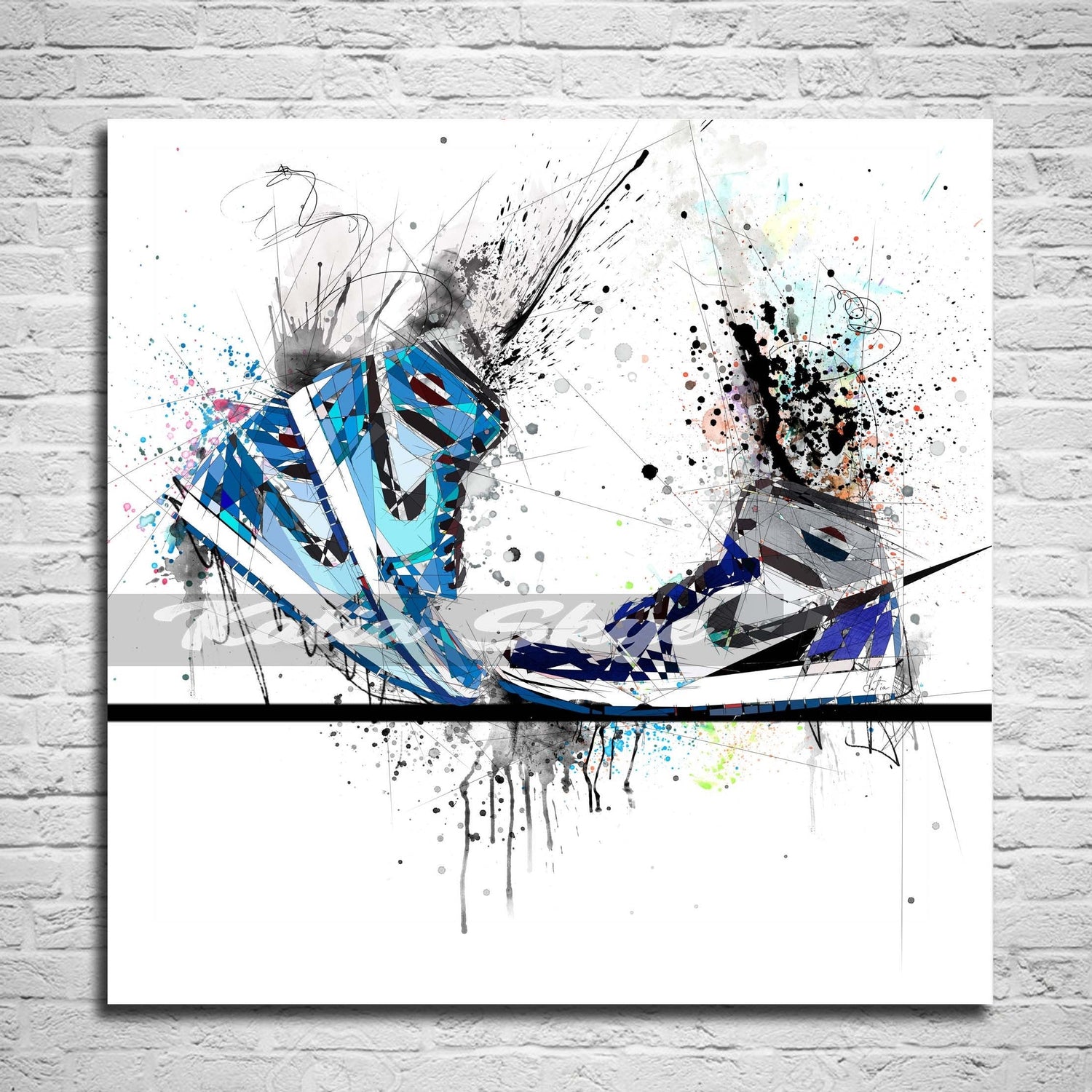 Blue Nike Air Jordans wall art canvas