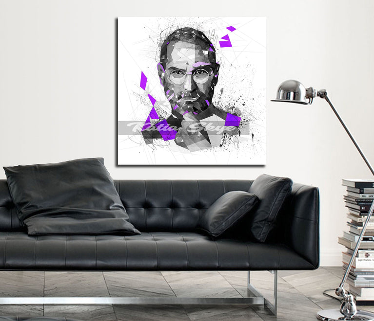 CANVAS PRINT Steve Jobs Abstract Portrait, Dad Gift Idea, Wall Art Home Decor, Man Cave Art, Home Office Wall Art yt FAM-SJ01