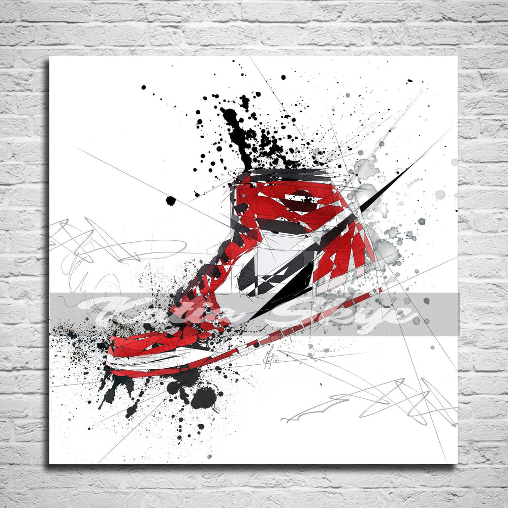Air Jordans Red Basketball Shoes Wall Art