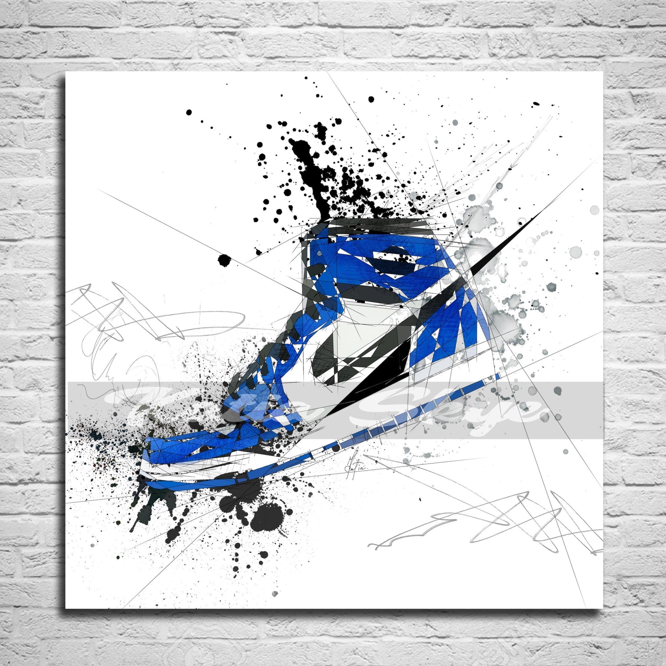 buy air jordans blue sneakers canvas print wall art online - katiaskye