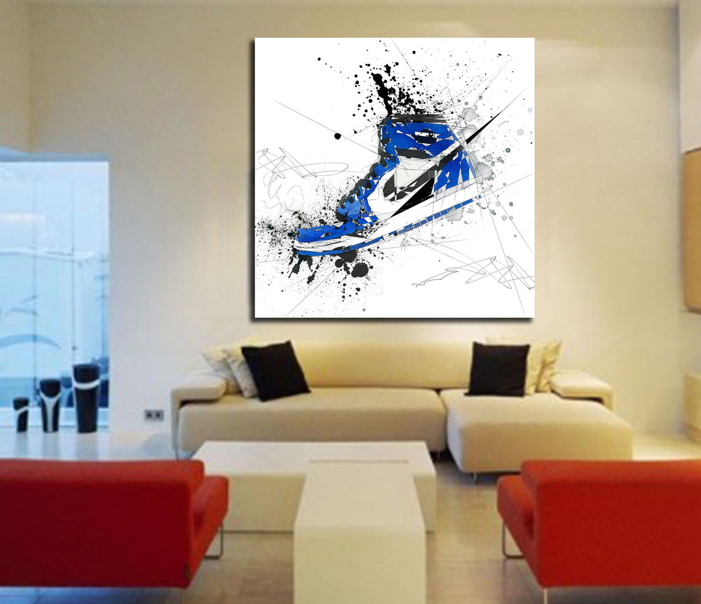 Air Jordans Blue Sneakers canvas