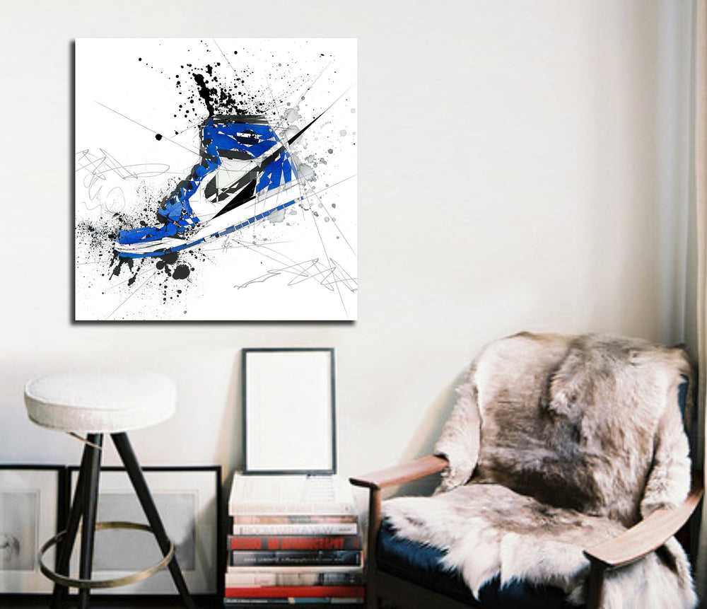 Air Jordans Blue Sneakers wall drawing