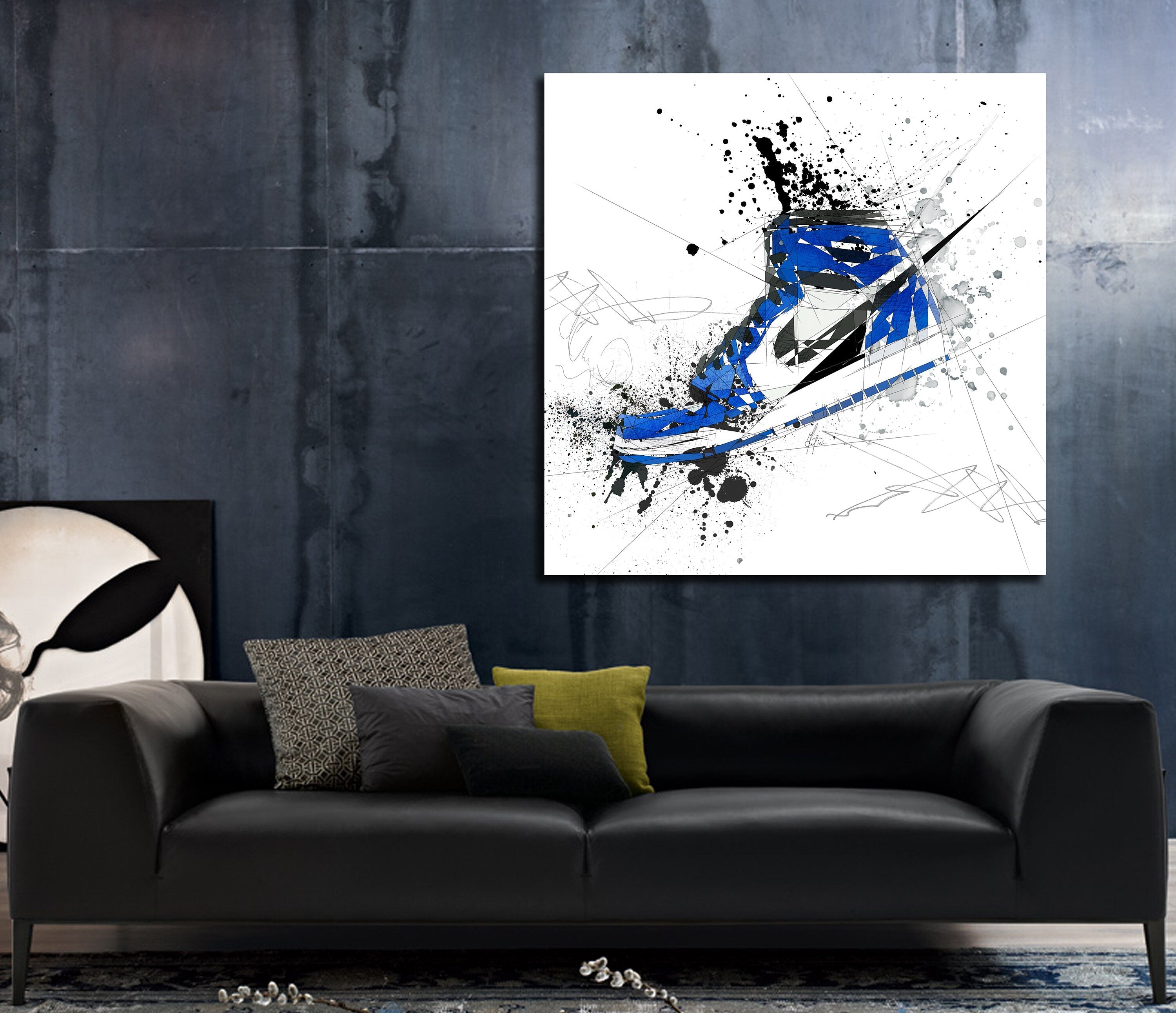 buy air jordans blue sneakers canvas print wall art online - katiaskye