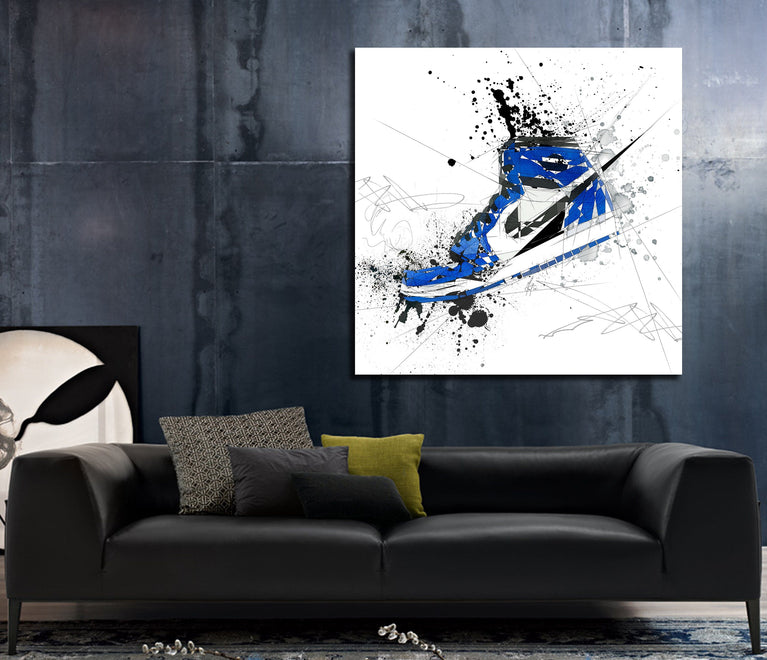 canvas print Air Jordans Blue Sneakers