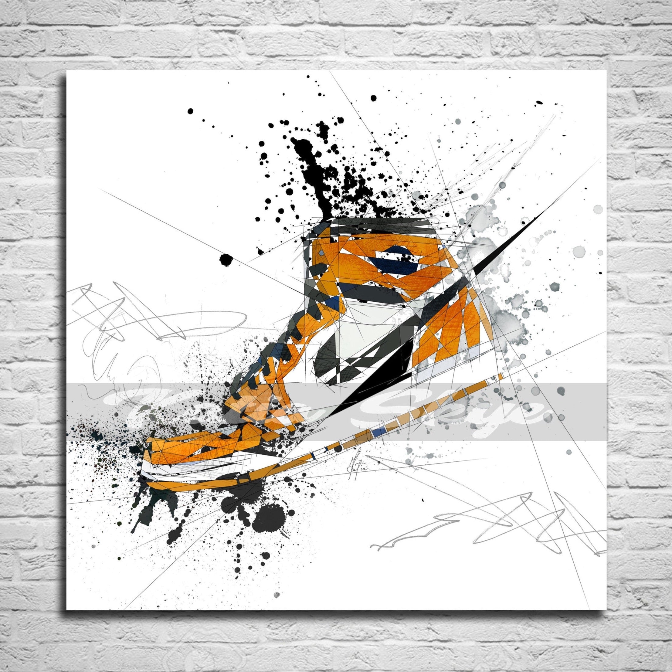Air Jordans Orange canvas print