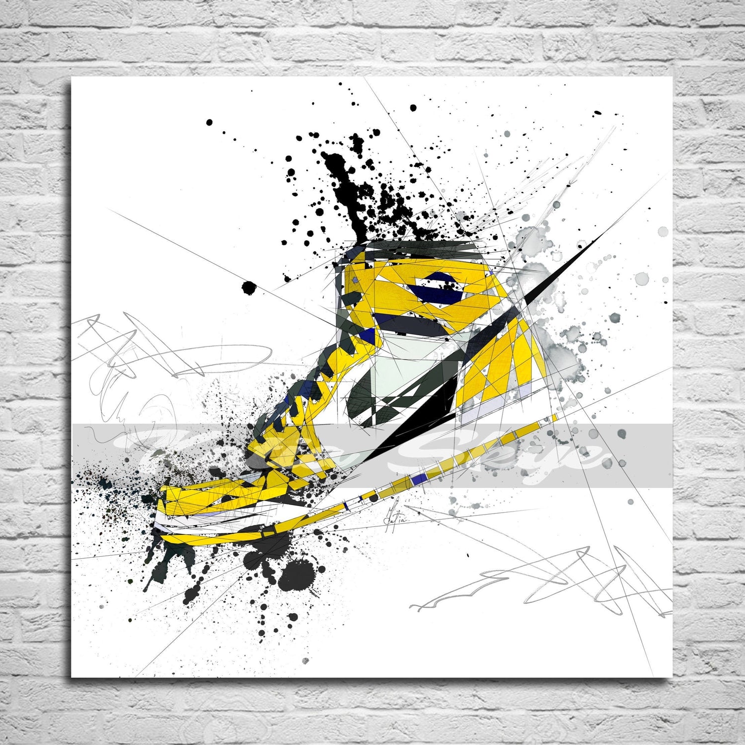 Yellow Air Jordan's Sneakers Wall Art