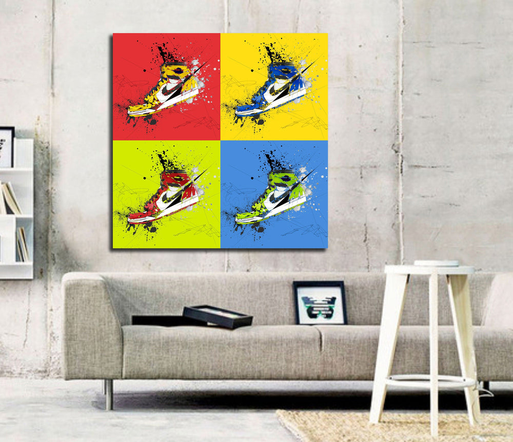 Air Jordans four shades canvas print wall art