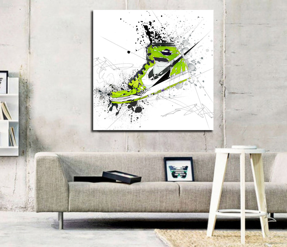 buy Air Jordans Nike Lime Green canvas print art