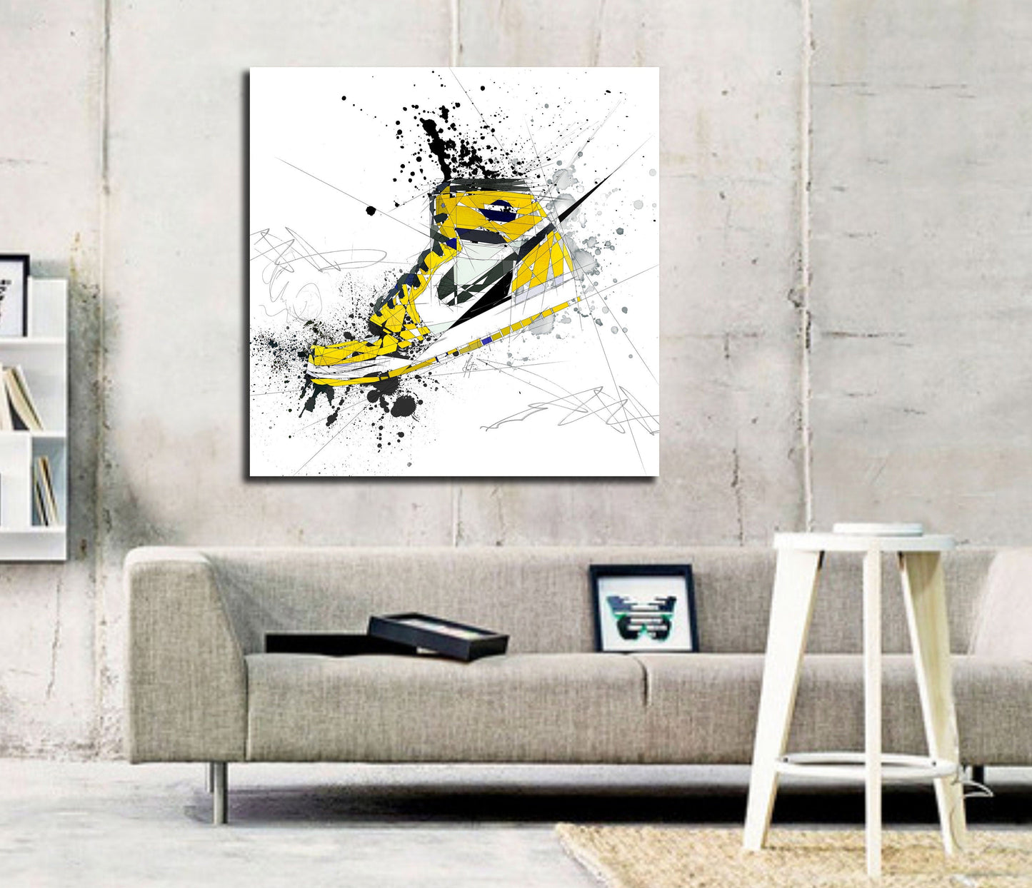 Canvas Print Yellow Air Jordan's Sneakers Wall Art | Basketball Wall Art | Sports Fan Gift Art SNK-AJ05