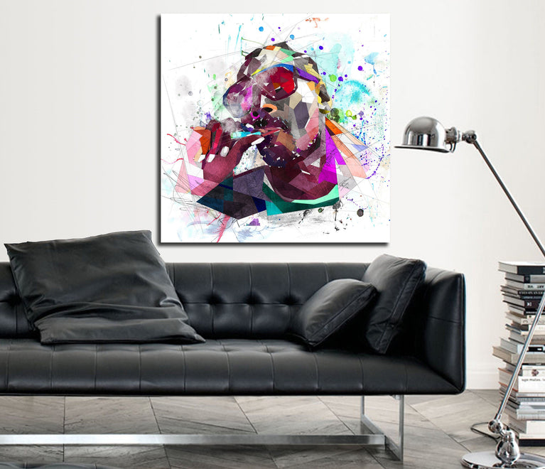 CANVAS PRINT Snoop Dogg Art Print, Rapper Art, Music gift, Color Contemporary Abstract Modern Art yt MUS-SD01