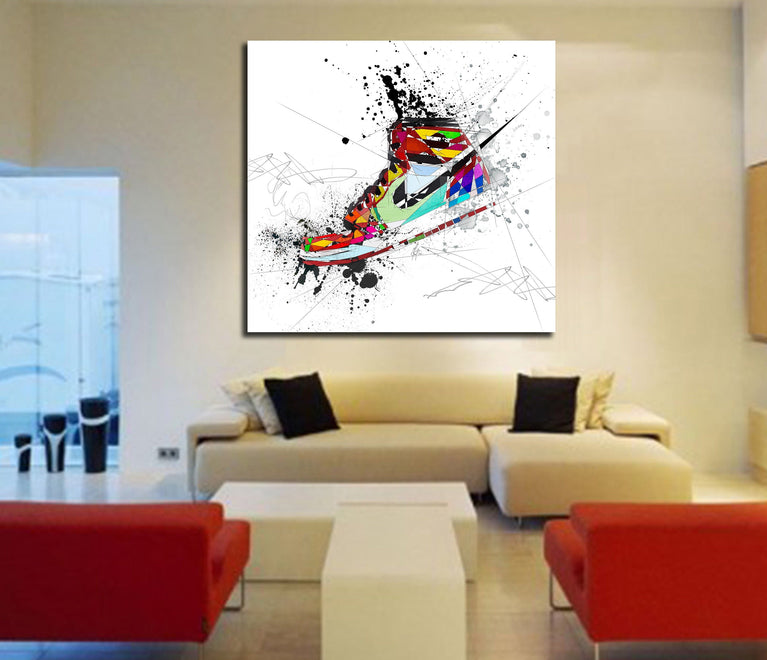 Canvas Print Air Jordan Sneaker Wall Art, Nike Sneaker Basketball Shoes Poster, Drawing Art Variant SNK-AJ01