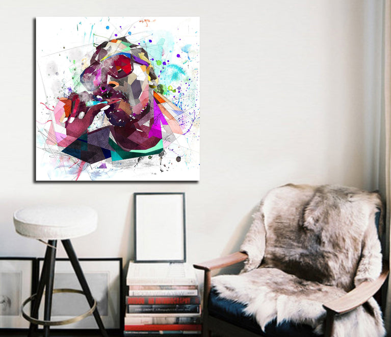 CANVAS PRINT Snoop Dogg Art Print, Rapper Art, Music gift, Color Contemporary Abstract Modern Art yt MUS-SD01