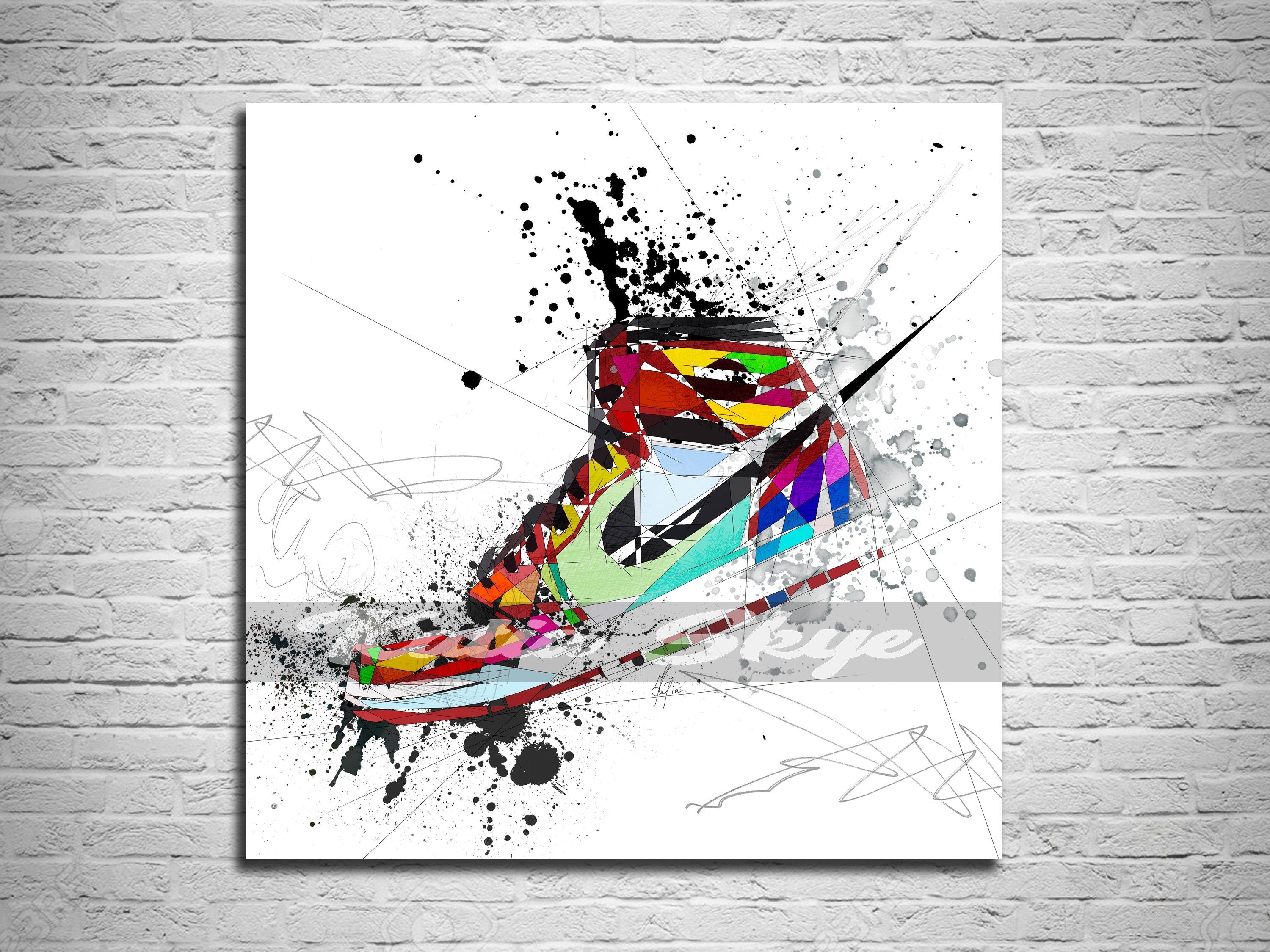 Canvas Print Air Jordan Sneaker Wall Art, Basketball Shoes Art Poster, Color Contemporary Abstract Modern Art SNK-AJ01
