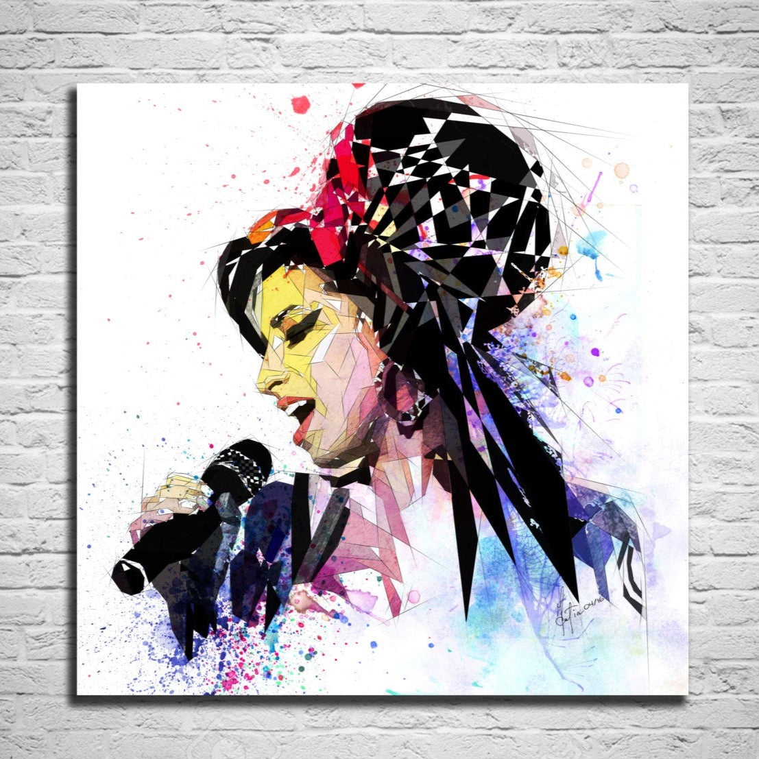 CANVAS PRINT Music Art, Amy Winehouse art, Contemporary Wall art, Teen Room Art, Watercolor Painting MUS-AW01