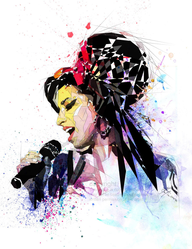 CANVAS PRINT Music Art, Amy Winehouse art, Contemporary Wall art, Teen Room Art, Watercolor Painting MUS-AW01
