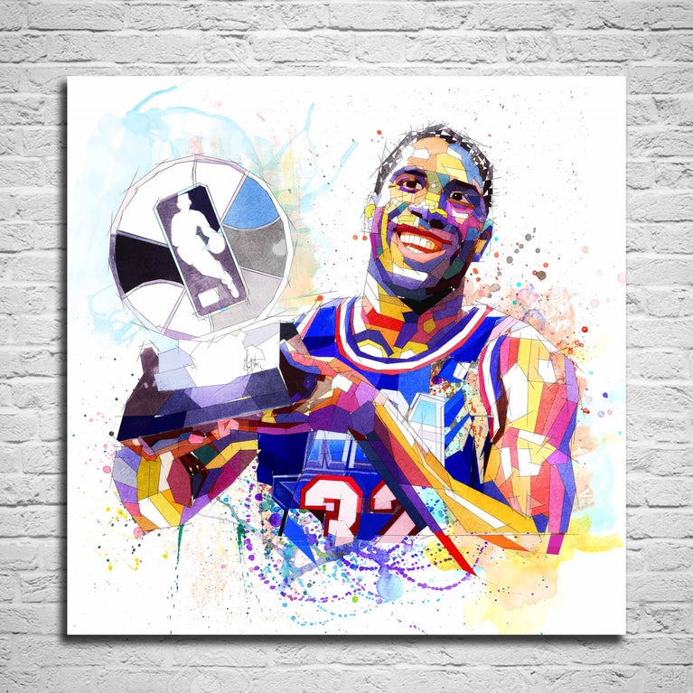 CANVAS PRINT Magic Johnson Poster Basketball Gift,  Watercolor, Contemporary Abstract Drawing