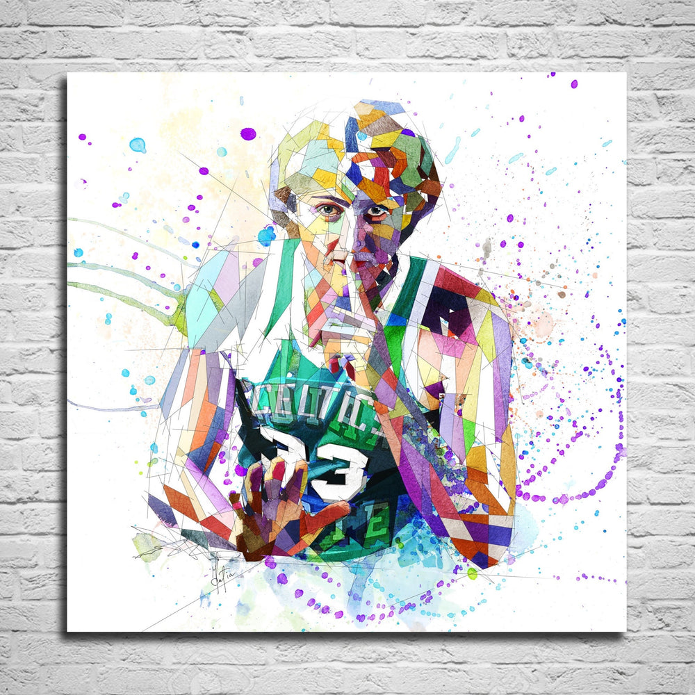 Canvas Print Larry Bird Wall Art, Boston Celtics Poster Basketball Art, Contemporary Abstract Drawing - NBA-LB01