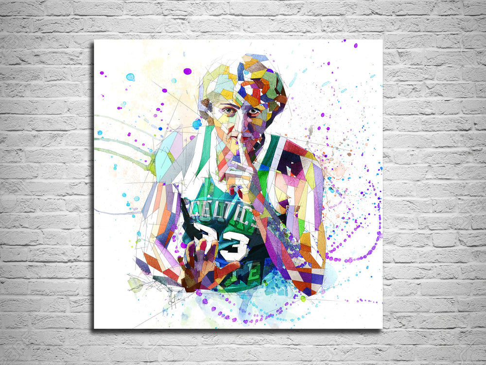 Canvas Print Larry Bird Wall Art, Boston Celtics Poster Basketball Art, Contemporary Abstract Drawing - NBA-LB01