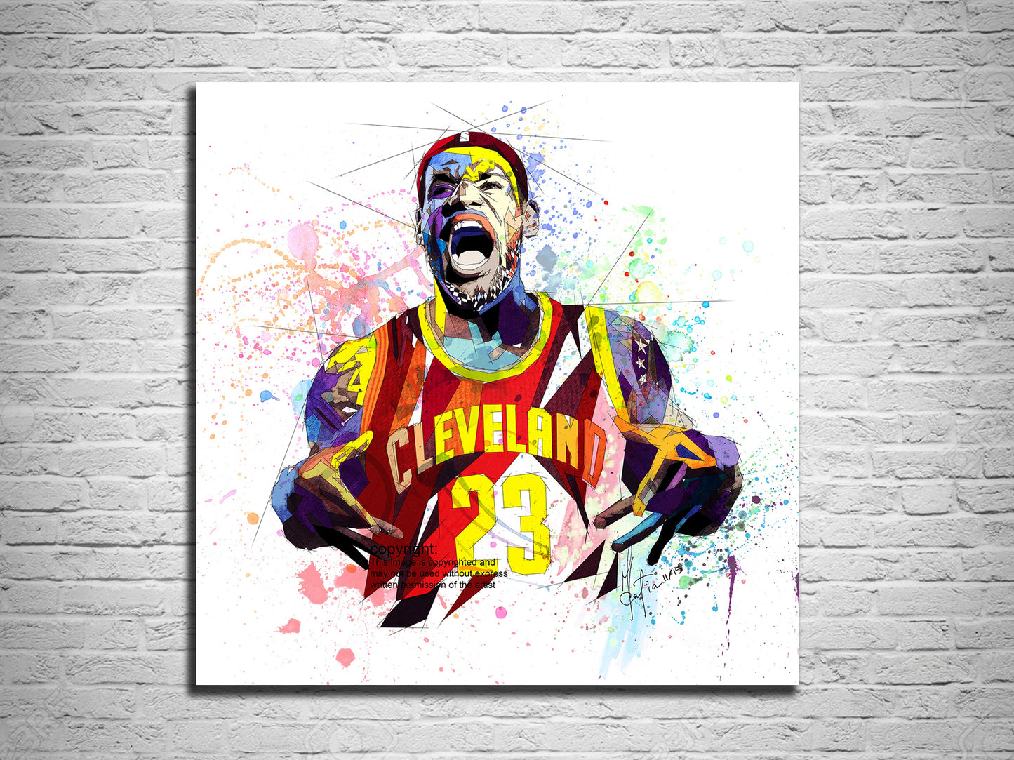 Canvas Print LeBron James Wall Art, Cleveland Cavaliers Poster Basketball Gift, Contemporary Abstract Drawing - NBA-LJ01